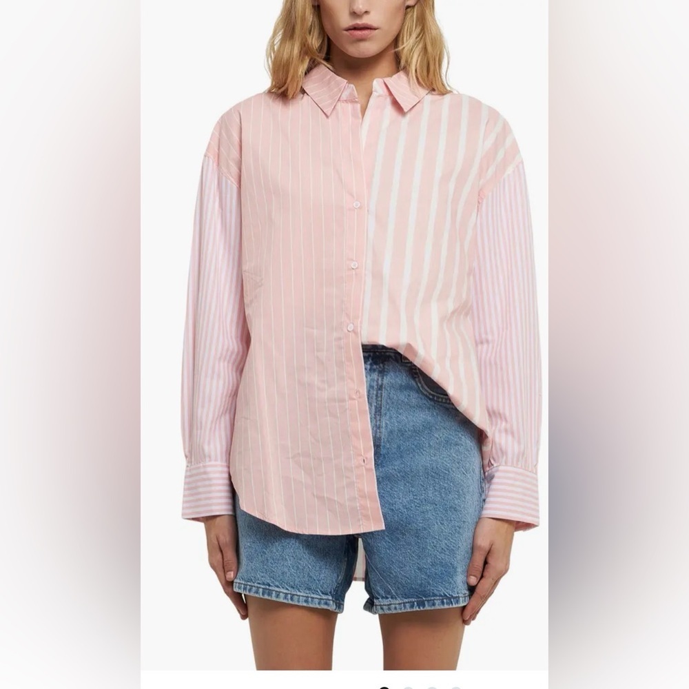 NWOT English Factory Pink Striped Button-Up Shirt